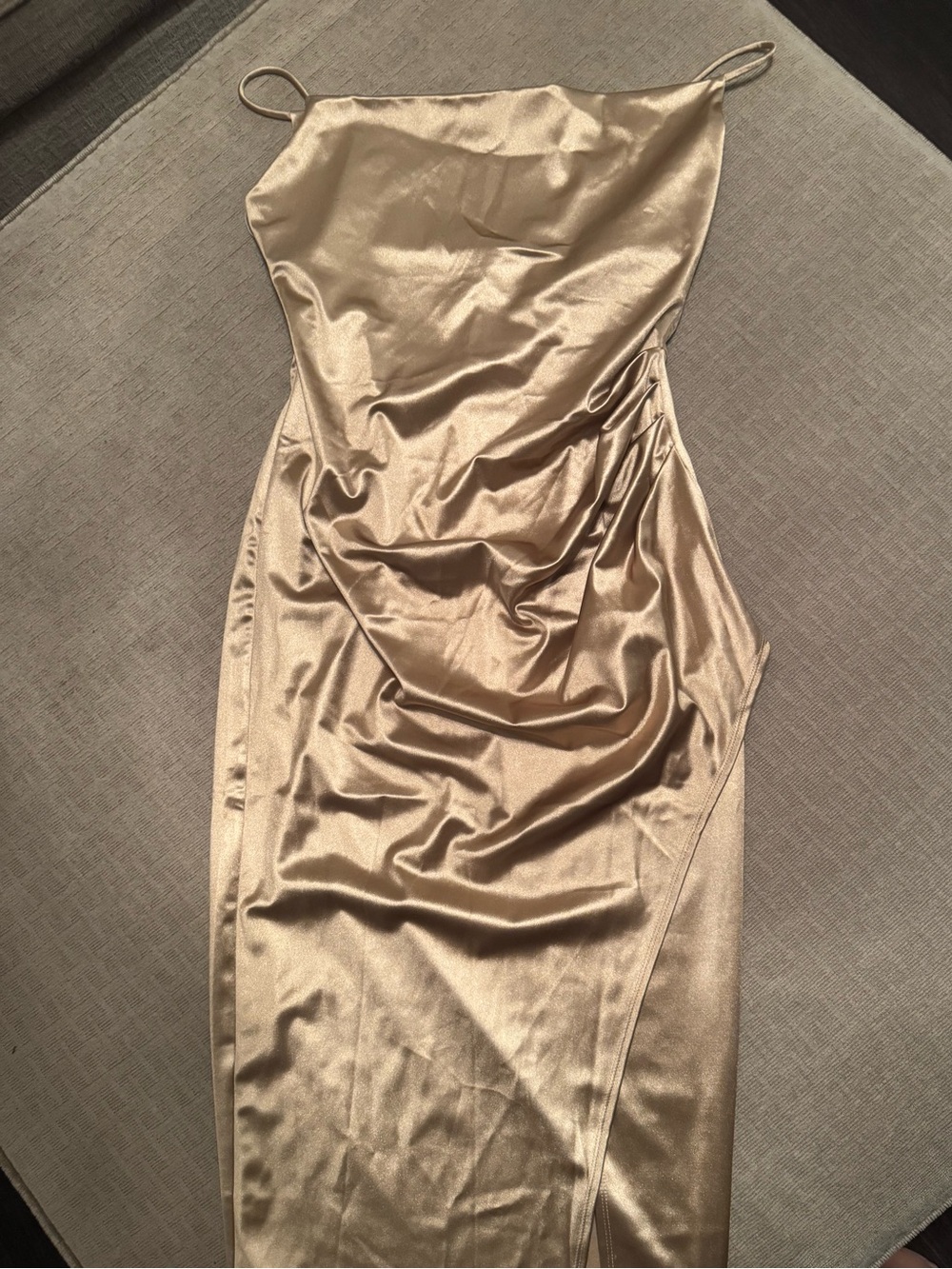 Windsor Gold Satin Cowl Neck Midi Slip Dress